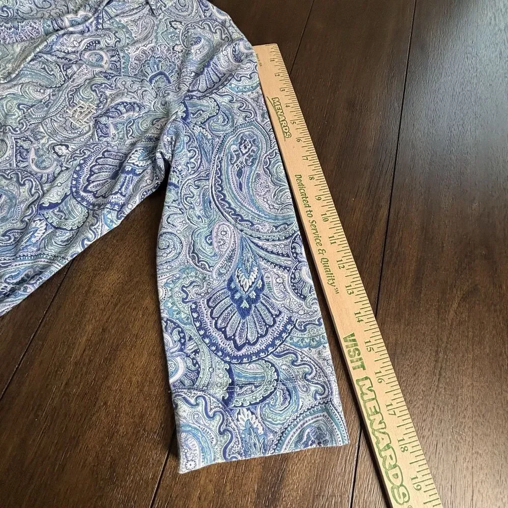 Lauren Ralph Lauren Sleepshirt Womens S Blue Knit Embroidered Button Sleepwear